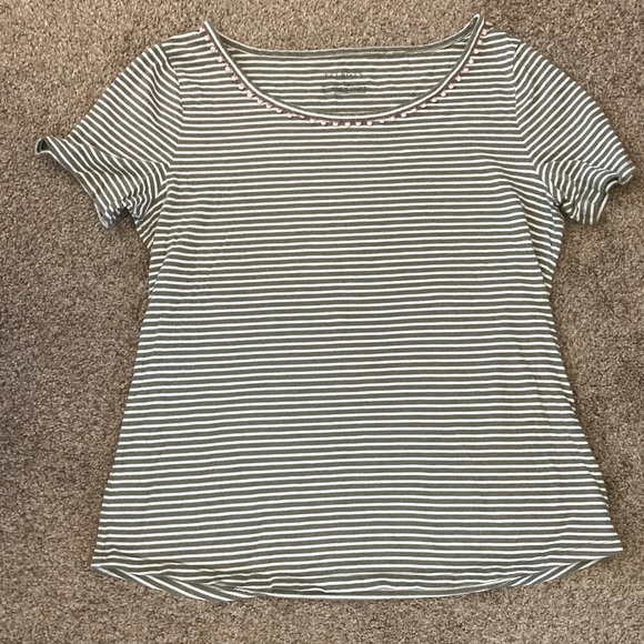 Talbots Tops - Talbots Green Striped Short Sleeve Top